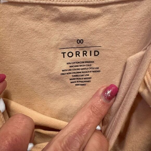 Torrid Scoop Neck Cotton Blend Adjustable Strap Foxy Cami Tank Nude 00 NWT - Picture 2 of 4